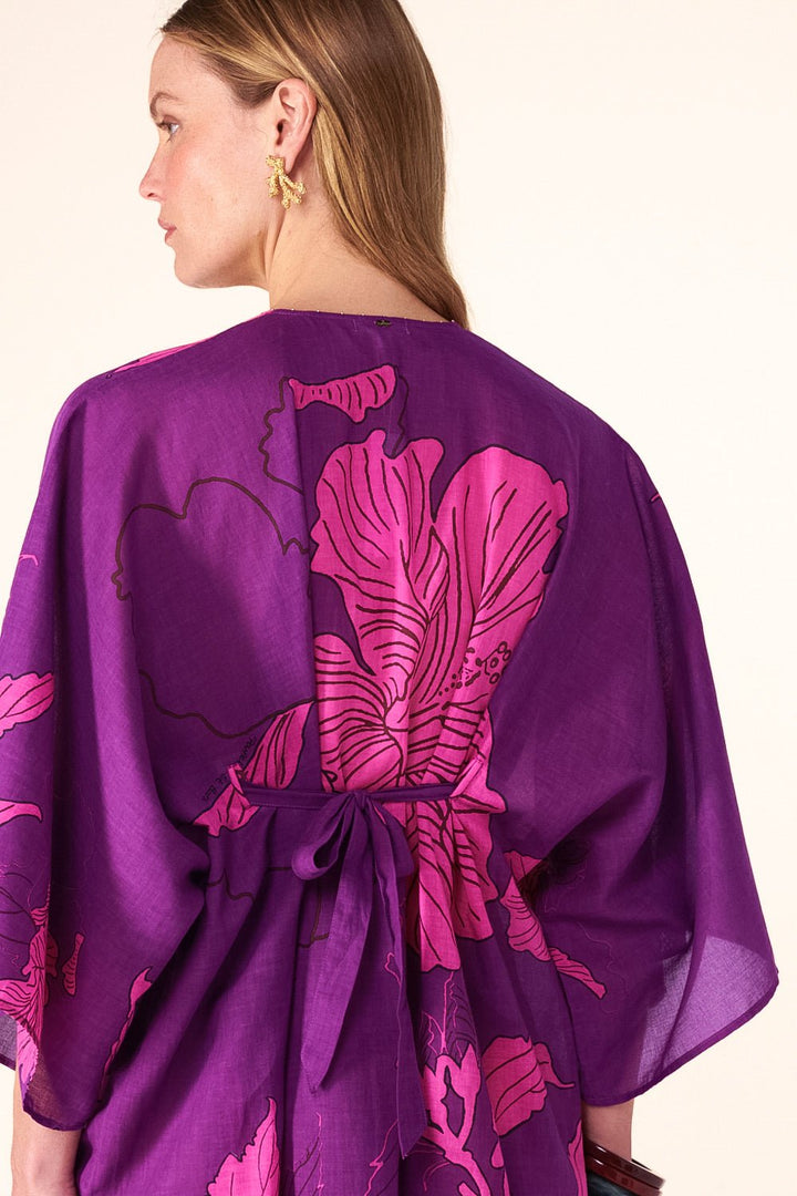 Purple Hibiscus long dress – Kaftan Sol by Poupette St Barth, view 5