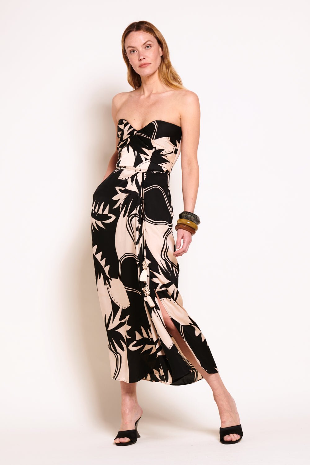 Black Oasis long dress – Long Dress Collina by Poupette St Barth, full-length view