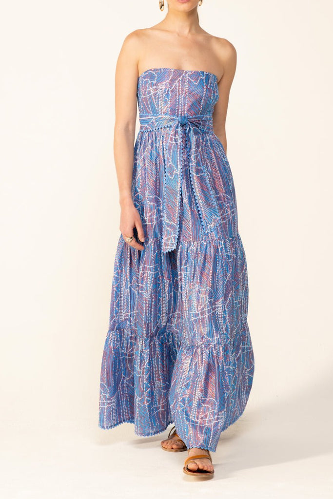 Long Dress Thelma - Blue Akoya | Poupette St Barth