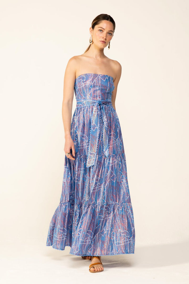 Blue Akoya long dress – Long Dress Thelma by Poupette St Barth, view 2