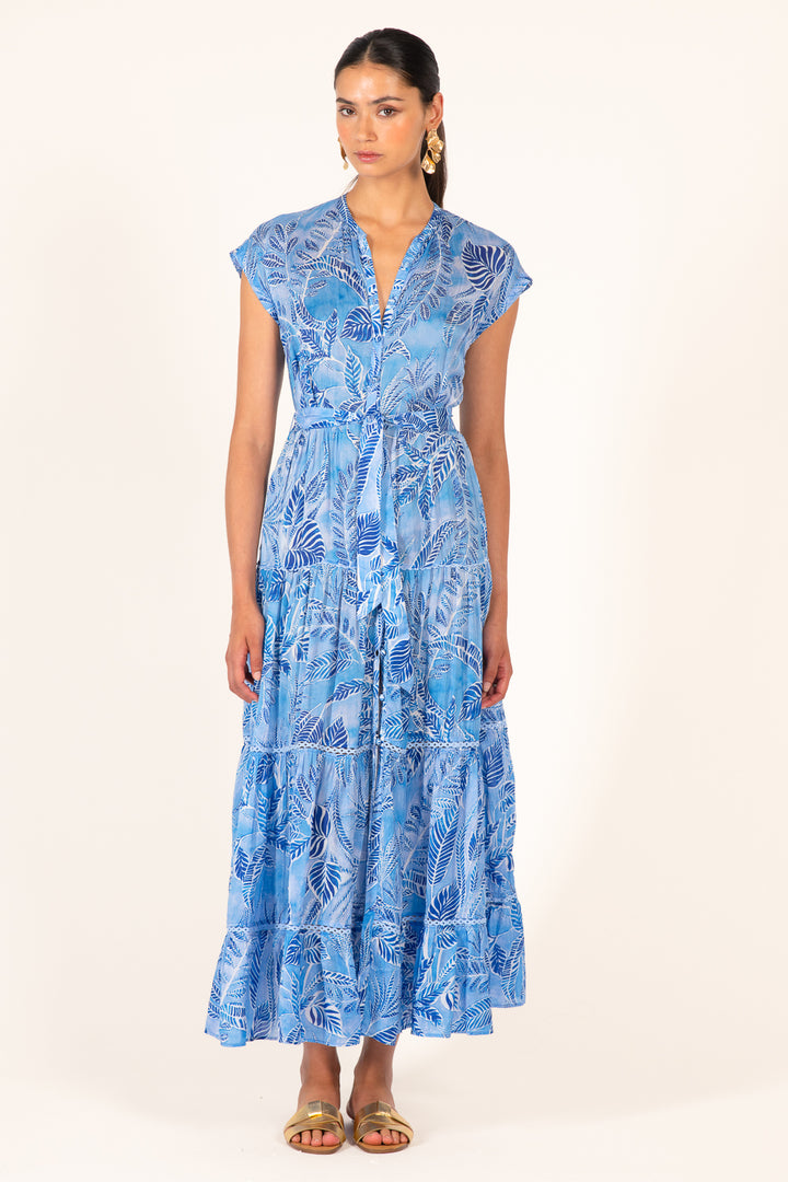 Blue Calathea long dress – Long Dress Kora by Poupette St Barth, view 2