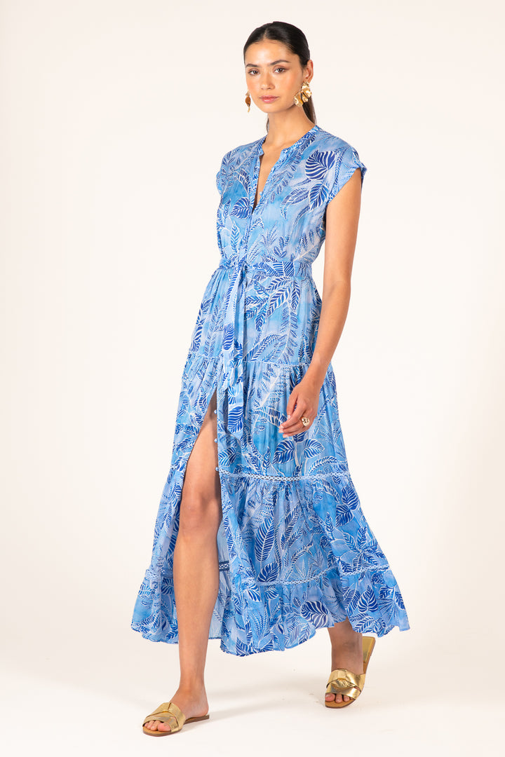 Blue Calathea long dress – Long Dress Kora by Poupette St Barth, view 4