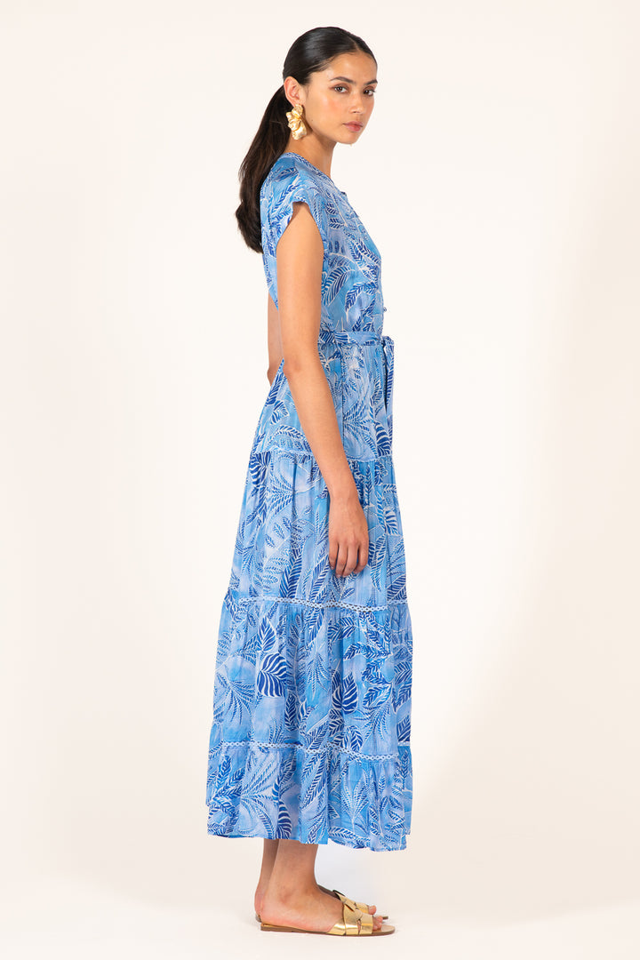 Blue Calathea long dress – Long Dress Kora by Poupette St Barth, view 5