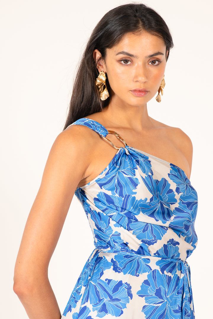 Blue Flower Bunch long dress – Long Dress Fanny by Poupette St Barth, view 4