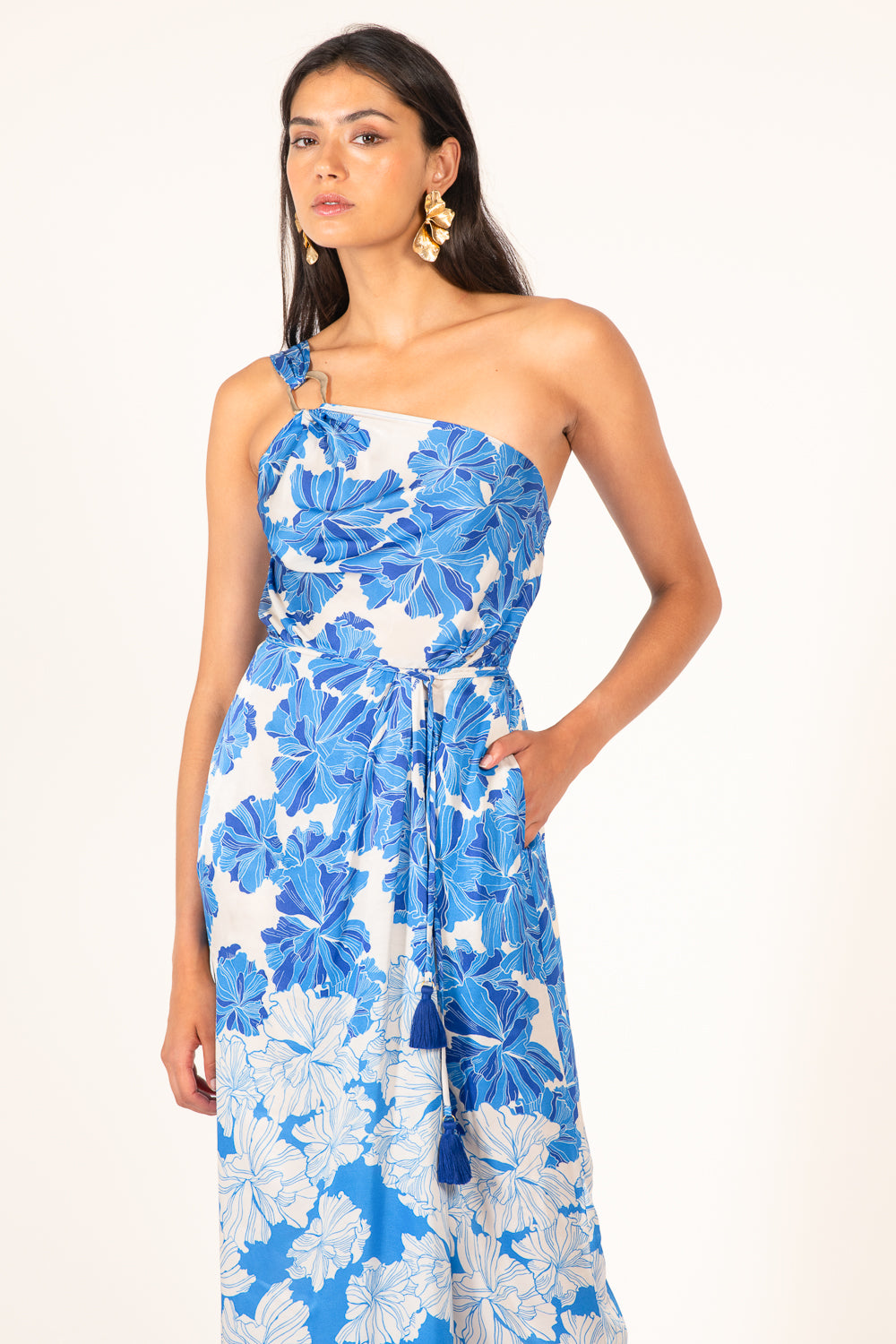 Blue Flower Bunch long dress – Long Dress Fanny by Poupette St Barth, view 2
