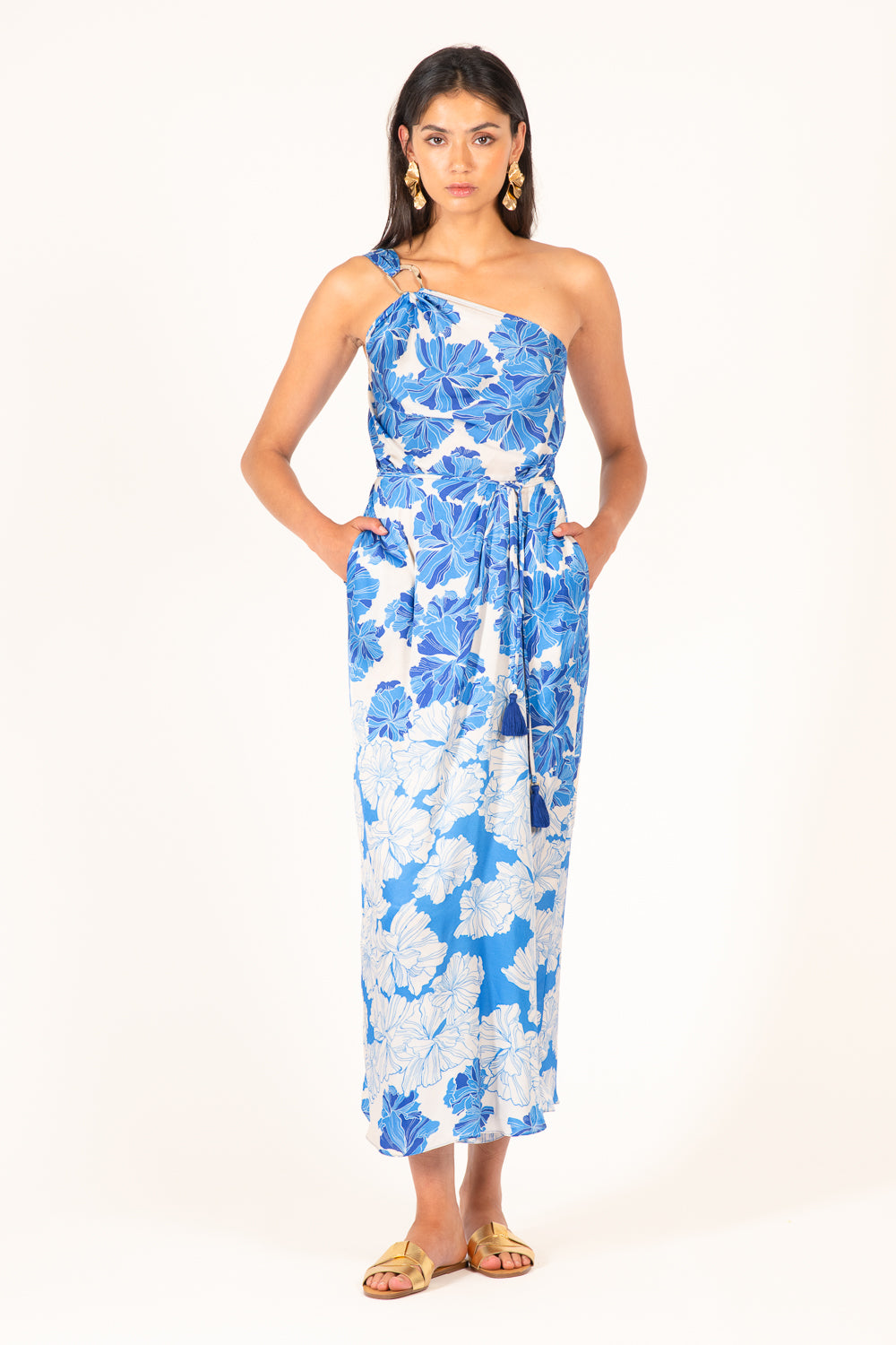 Blue Flower Bunch long dress – Long Dress Fanny by Poupette St Barth, view 3