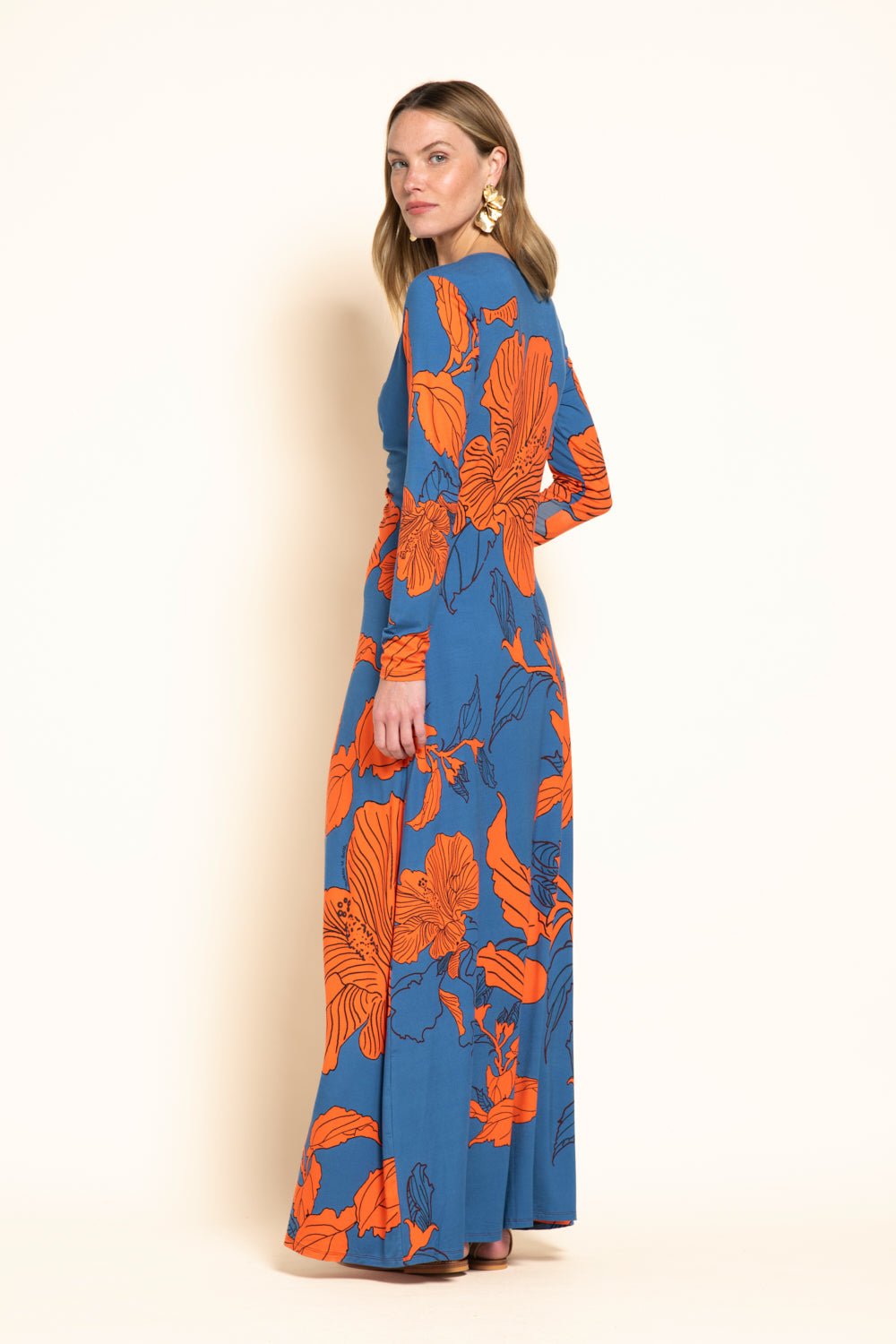 Blue Hibiscus long dress – Long Dress Bossa by Poupette St Barth, view 3