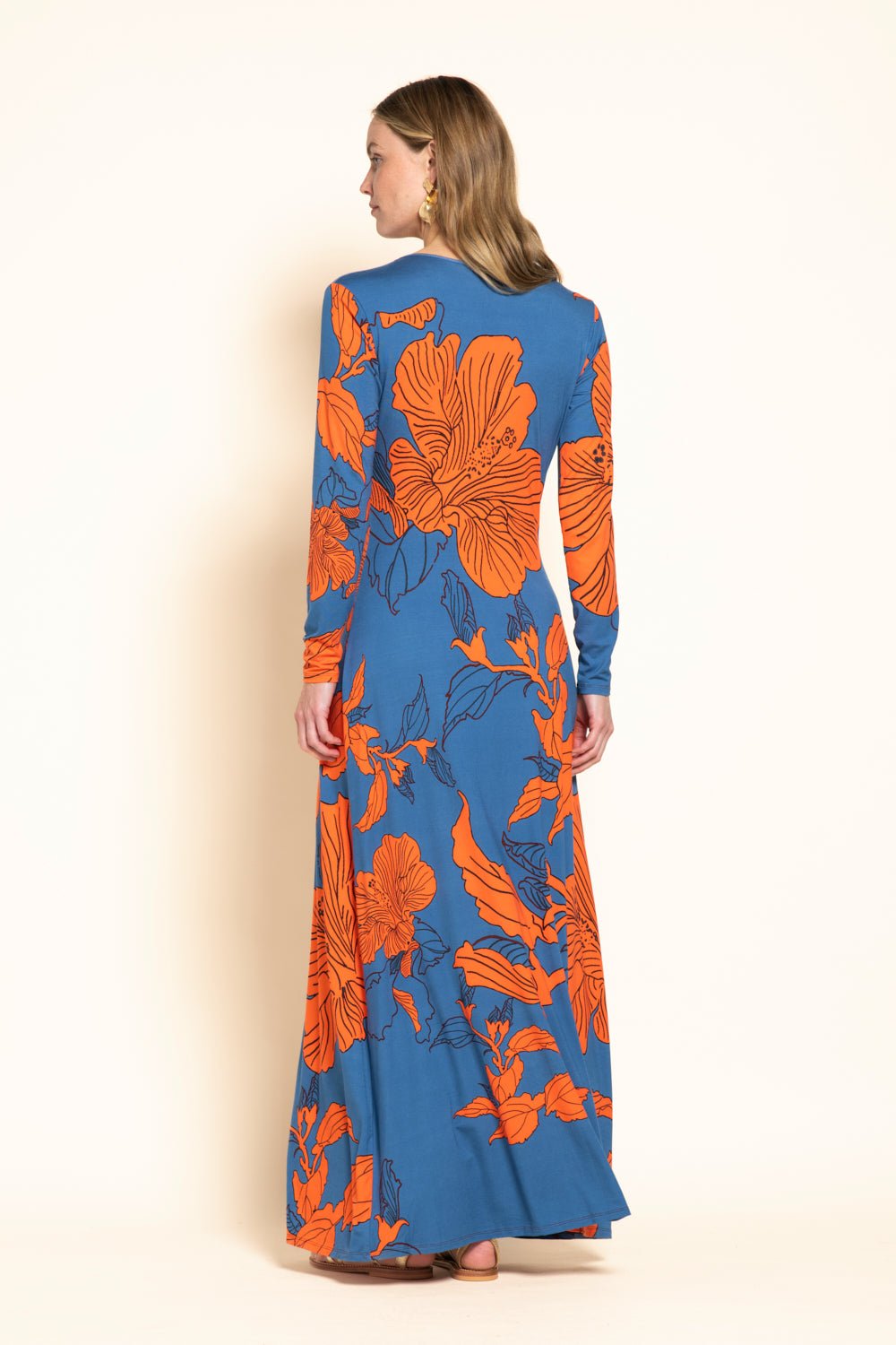 Blue Hibiscus long dress – Long Dress Bossa by Poupette St Barth, view 4