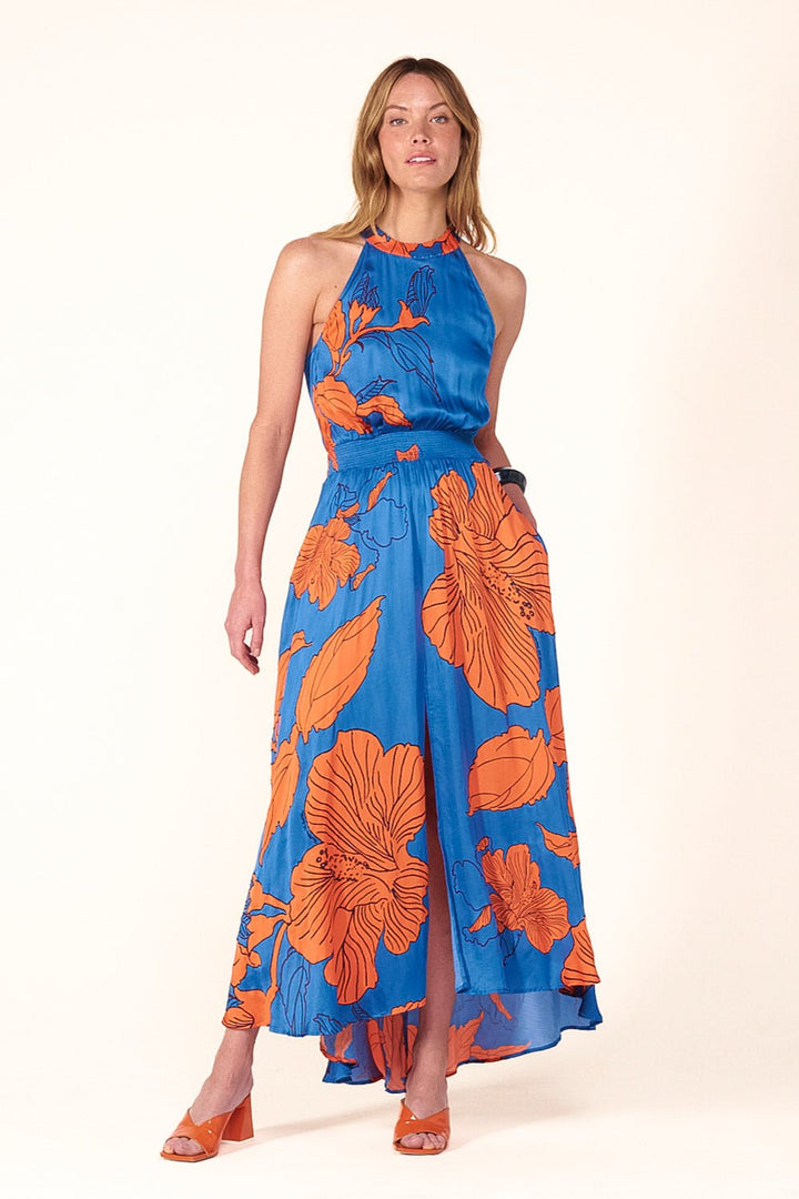 Blue Hibiscus long dress – Long Dress Clea by Poupette St Barth, view 2