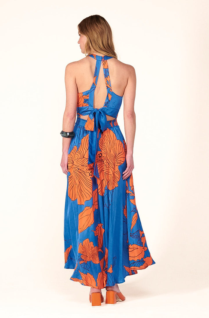 Blue Hibiscus long dress – Long Dress Clea by Poupette St Barth, view 5