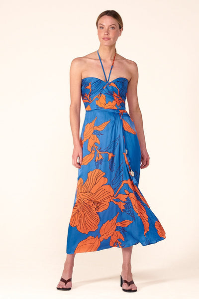 blue hibiscus dress Long Collina | | XS Black Dresses for Women Style Season Description:FALL 2023 DELIVERY 1 This rare artisanal expertise US Sizes:5.5 Women's