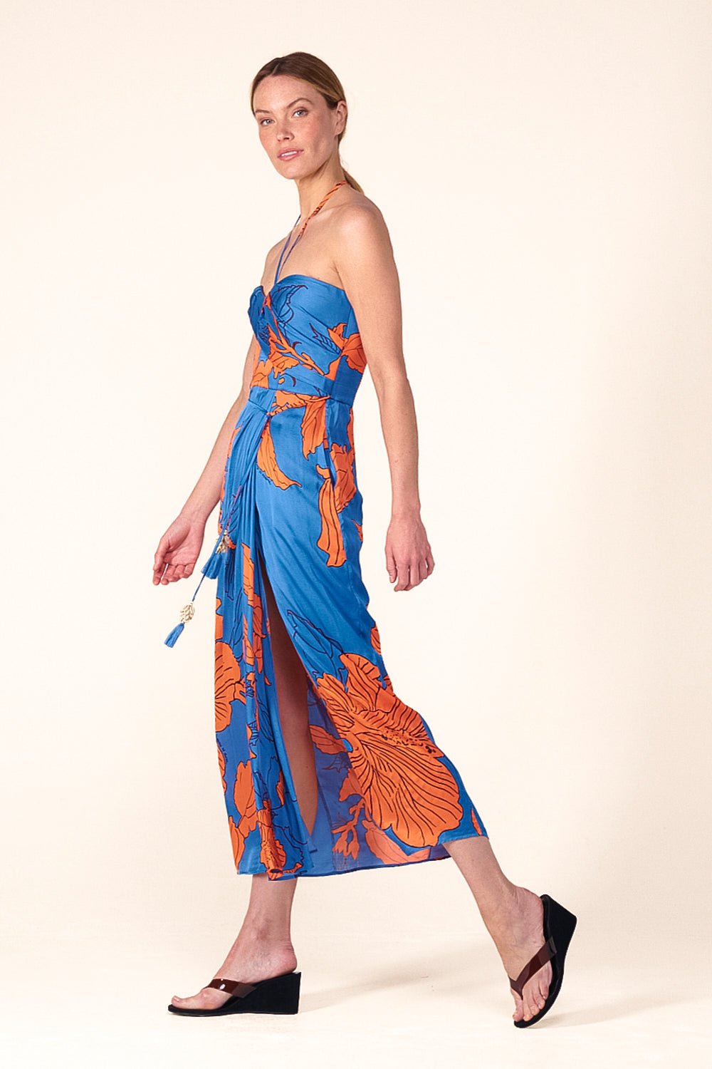 Blue Hibiscus long dress – Long Dress Collina by Poupette St Barth, view 2