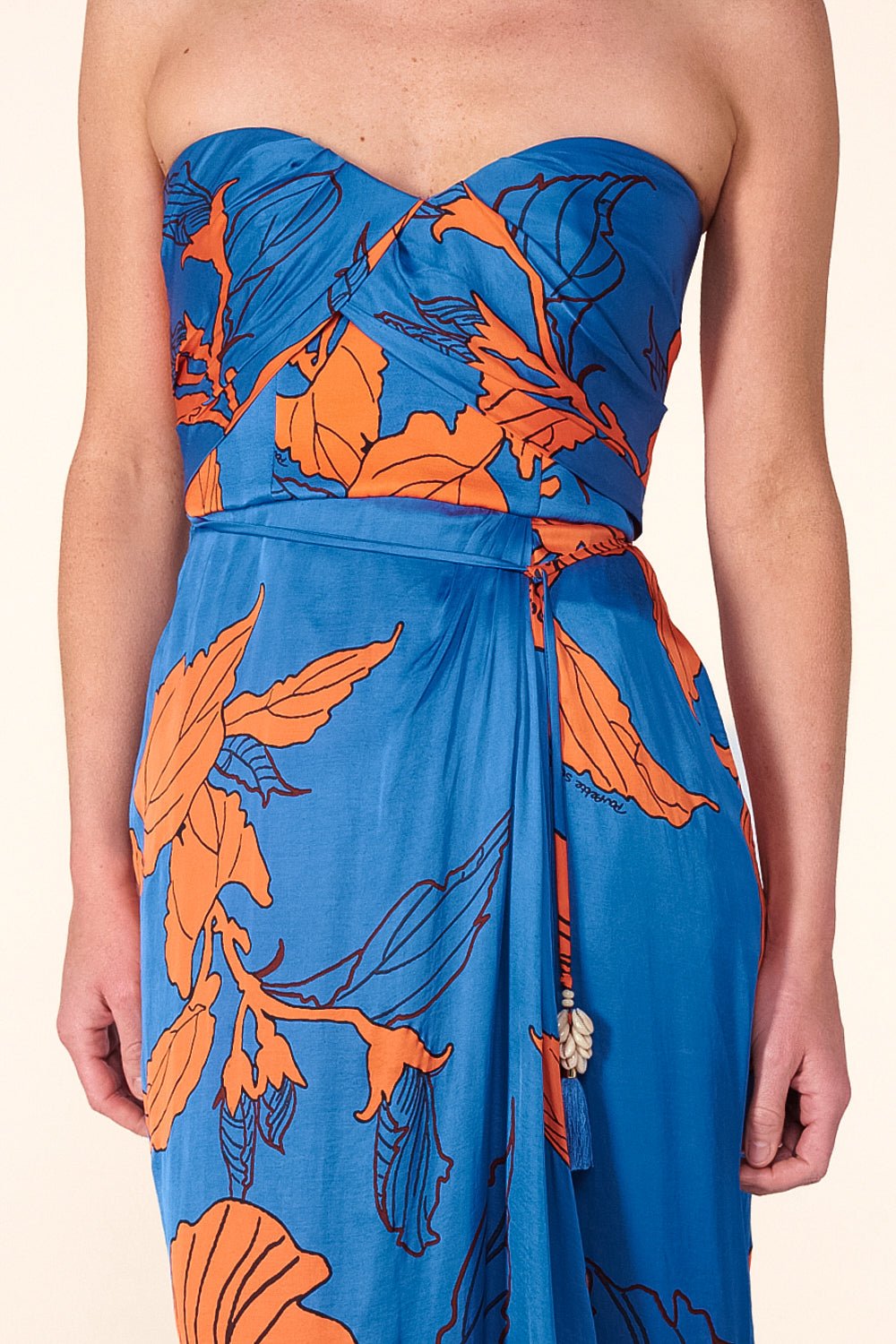 Blue Hibiscus long dress – Long Dress Collina by Poupette St Barth, view 3