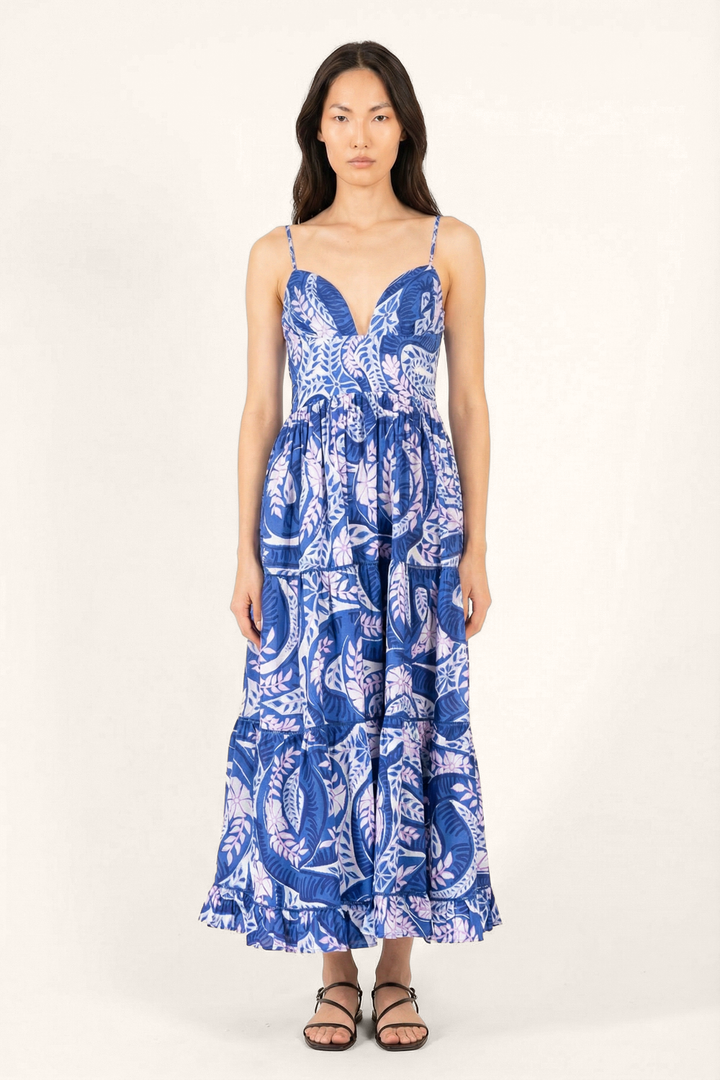 Blue Holy Snake long dress – Long Dress Milena by Poupette St Barth, front view
