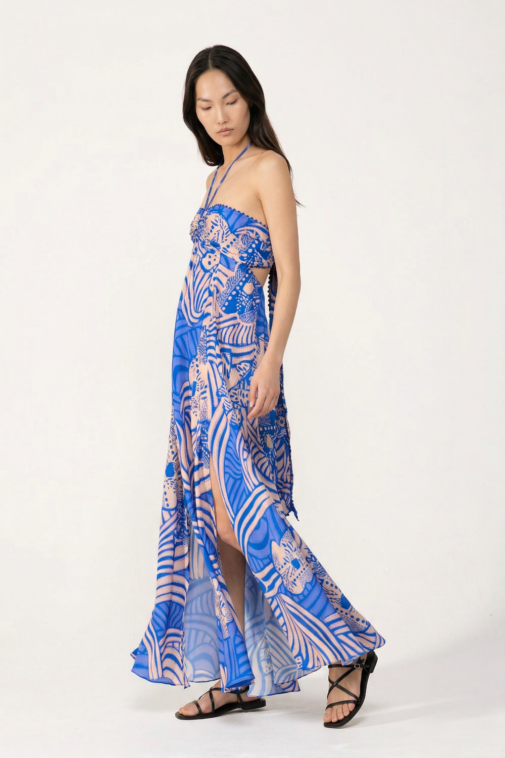 Blue Japonism long dress – Long Dress Carla by Poupette St Barth, view 2