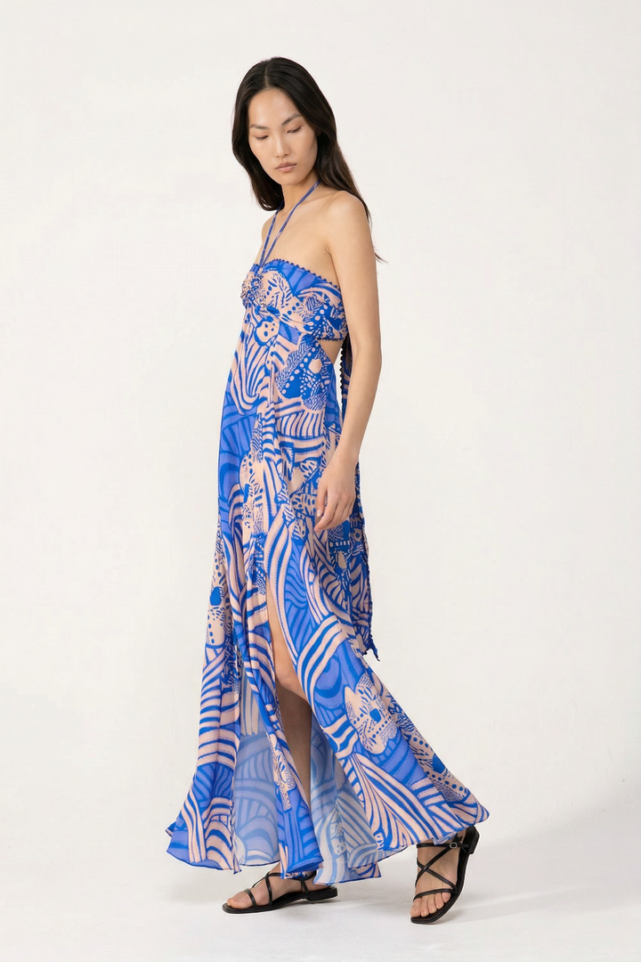 Blue Japonism long dress – Long Dress Carla by Poupette St Barth, view 2
