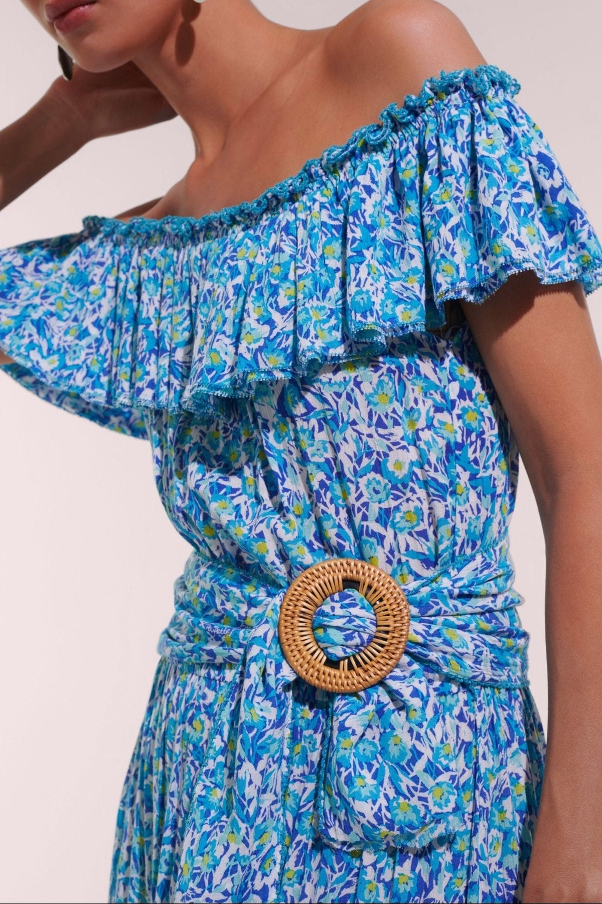 Long Dress Bella - BLUE Ocean Flowers | Spring Collection