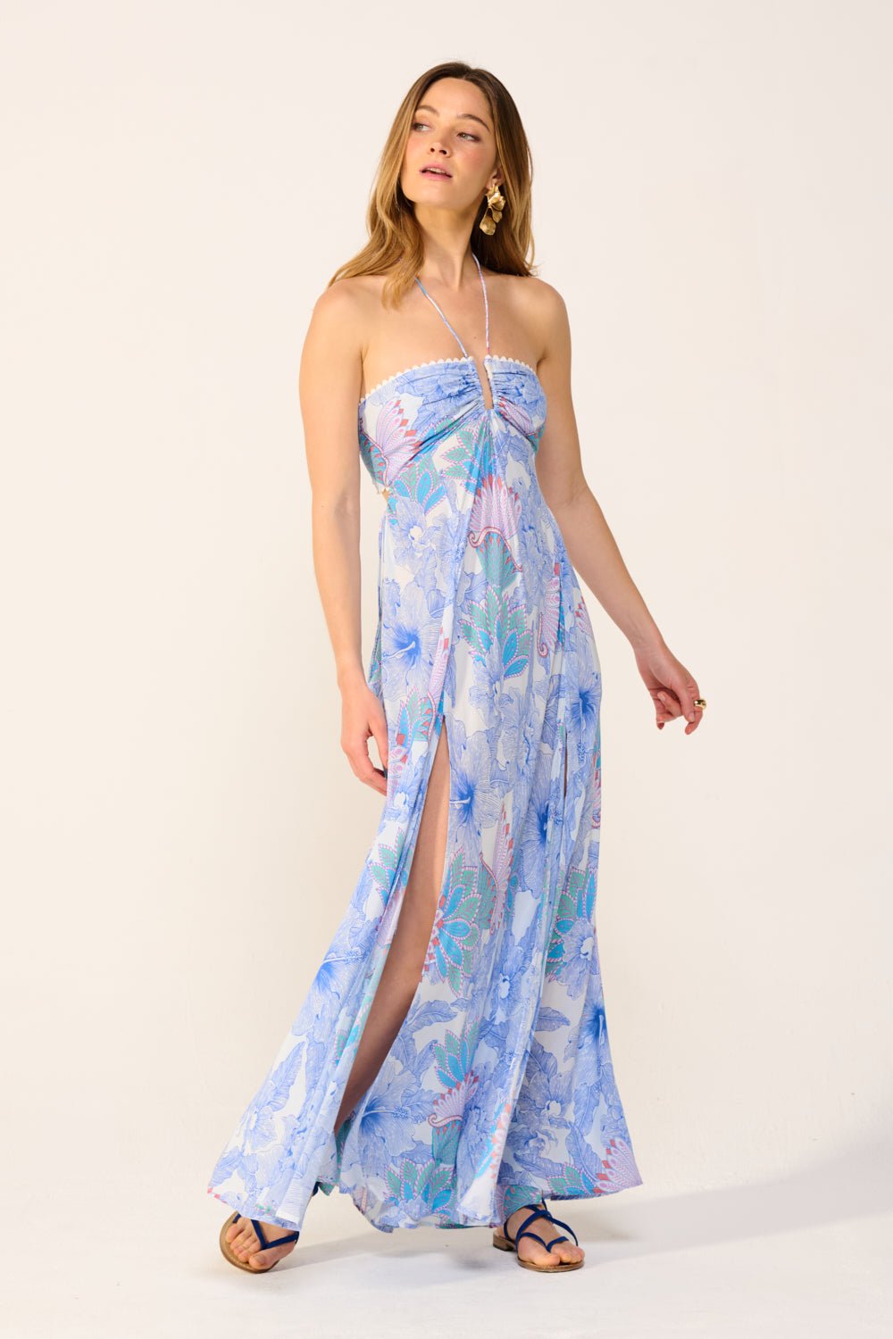 Blue Padang long dress – Long Dress Carla by Poupette St Barth, view 2
