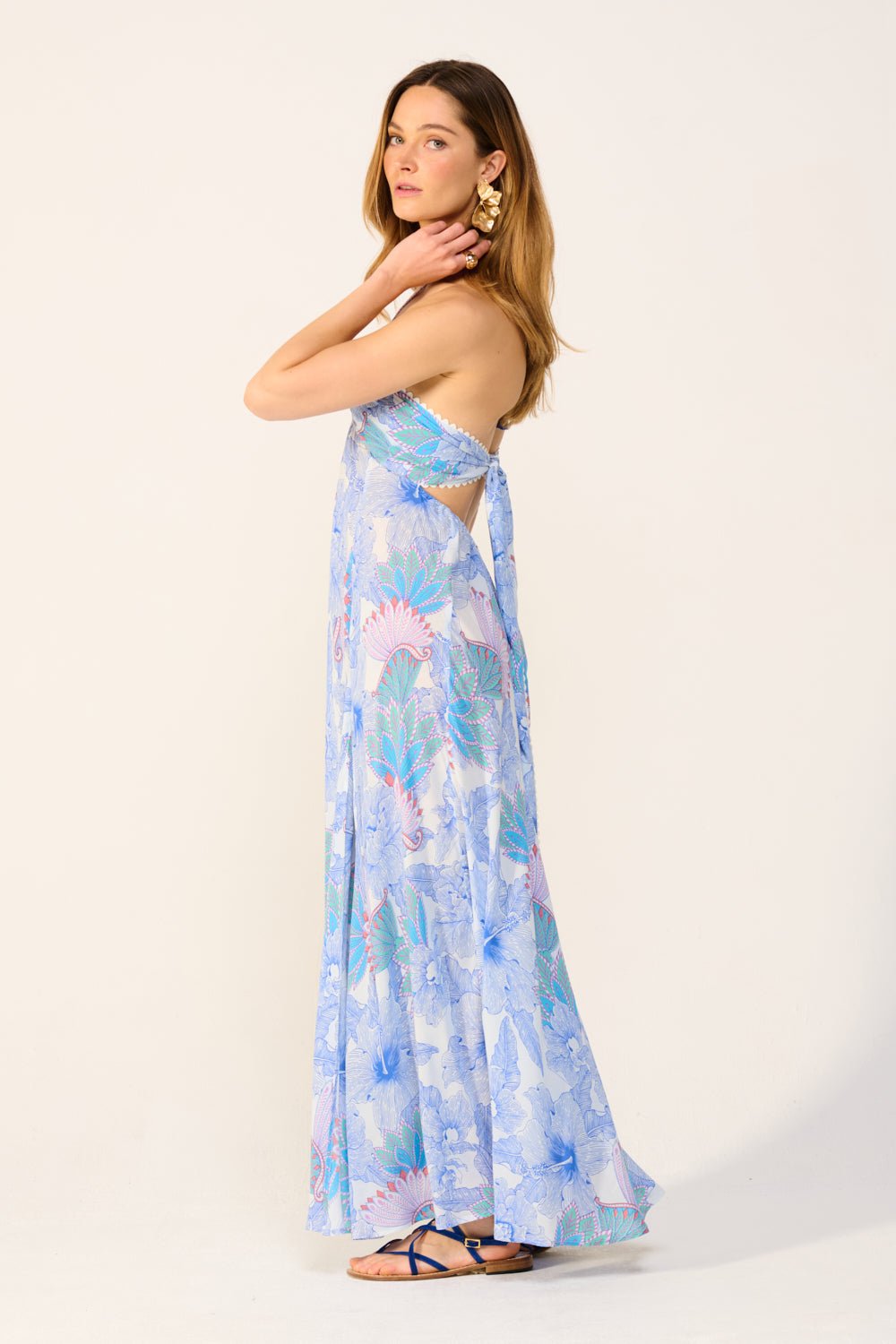 Blue Padang long dress – Long Dress Carla by Poupette St Barth, view 6