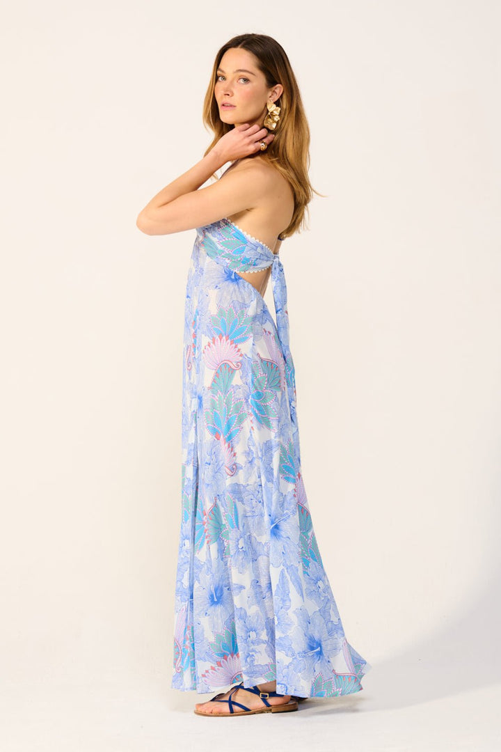 Blue Padang long dress – Long Dress Carla by Poupette St Barth, view 6