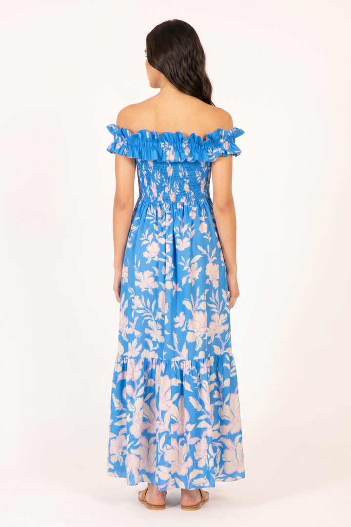 Blue Palm Beach long dress – Long Dress Suzanne by Poupette St Barth, view 4