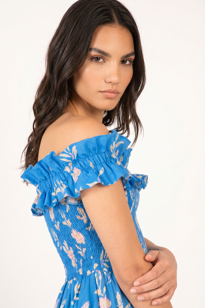 Blue Palm Beach long dress – Long Dress Suzanne by Poupette St Barth, view 2