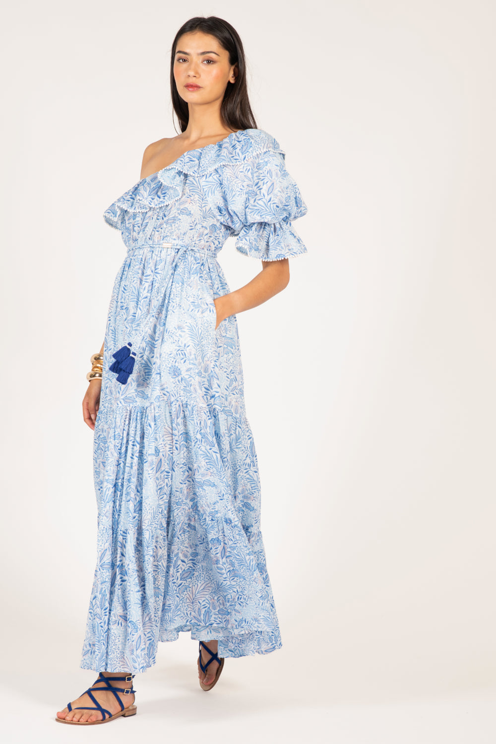 Blue Palmarosa long dress – Long Dress Jay by Poupette St Barth, view 4