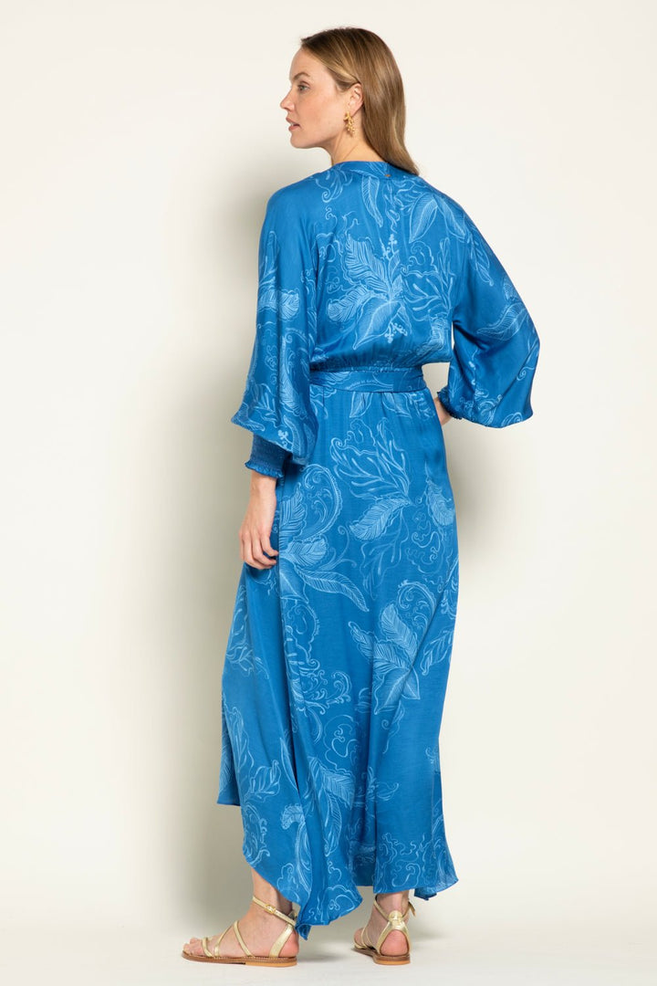 Blue Reef long dress – Long Dress Kristen by Poupette St Barth, full-length view