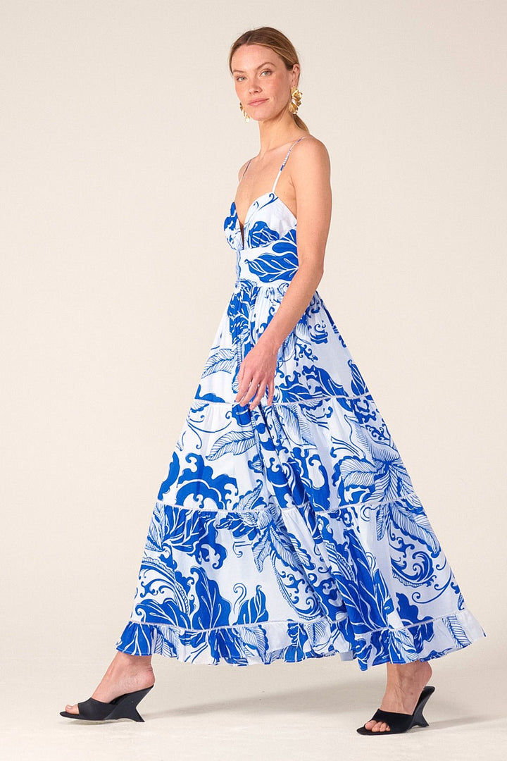 Blue Reef Wave long dress – Long Dress Milena by Poupette St Barth, view 3
