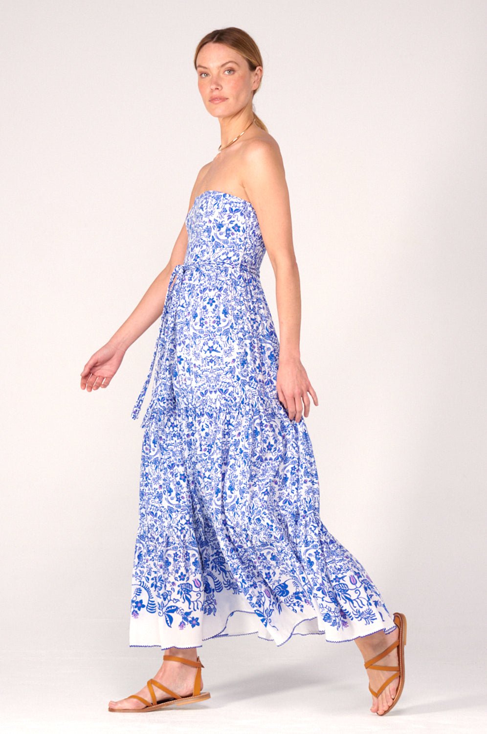 Blue Tiare long dress – Long Dress Thelma by Poupette St Barth, view 3