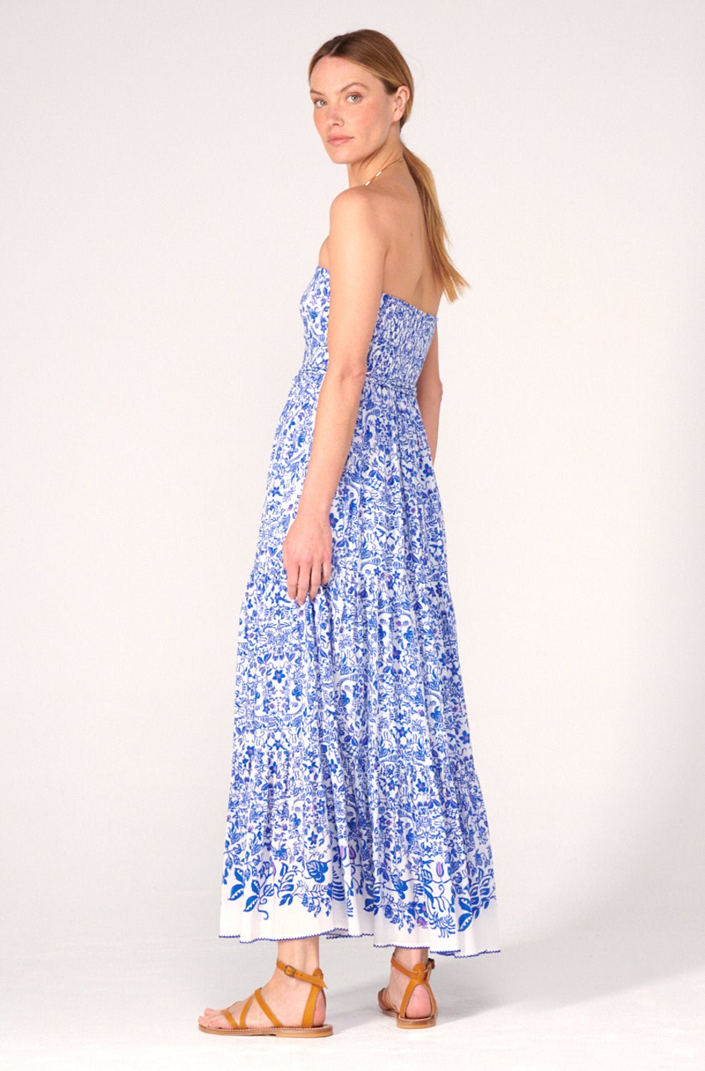 Blue Tiare long dress – Long Dress Thelma by Poupette St Barth, view 4