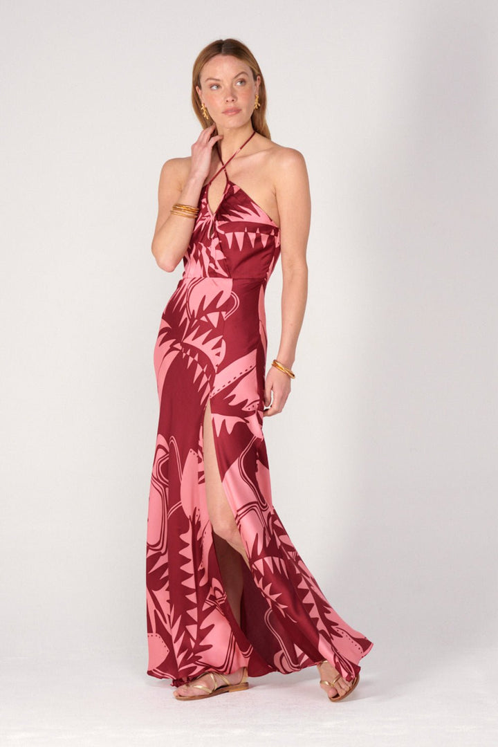 Bordo Oasis long dress – Long Dress Stella by Poupette St Barth, front view