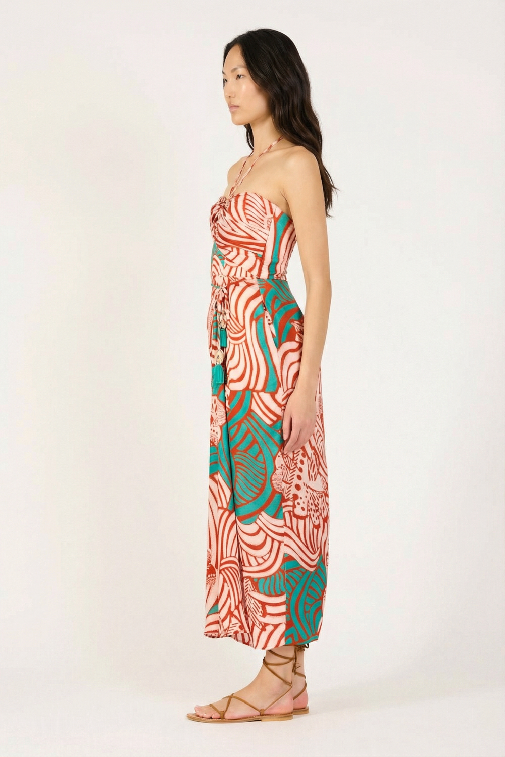 Brick Japonism long dress – Long Dress Collina by Poupette St Barth, view 3