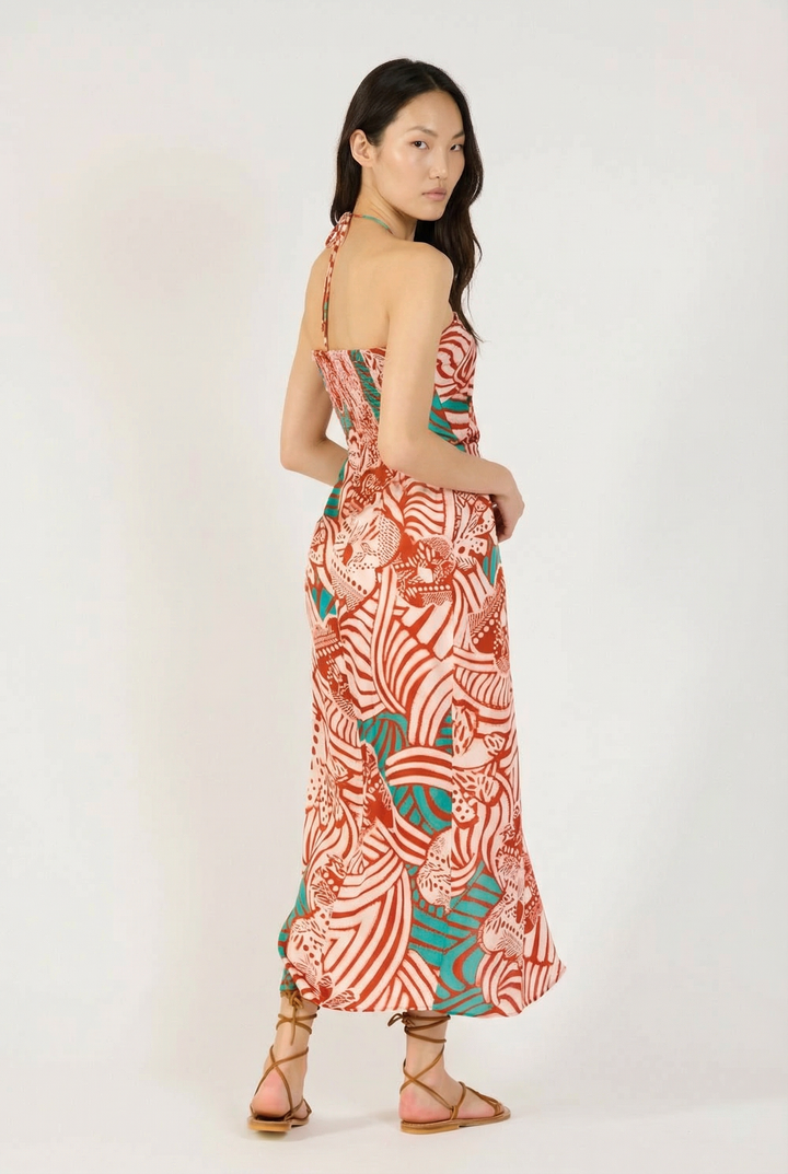 Brick Japonism long dress – Long Dress Collina by Poupette St Barth, view 4