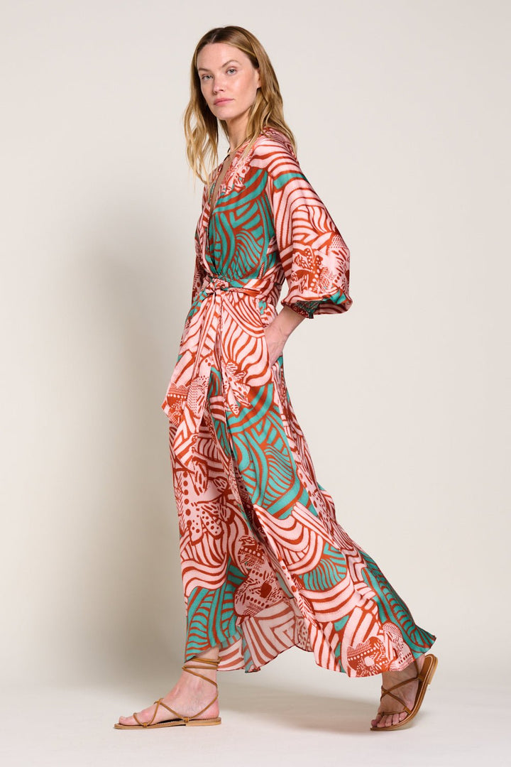 Brick Japonism long dress – Long Dress Kristen by Poupette St Barth, view 2