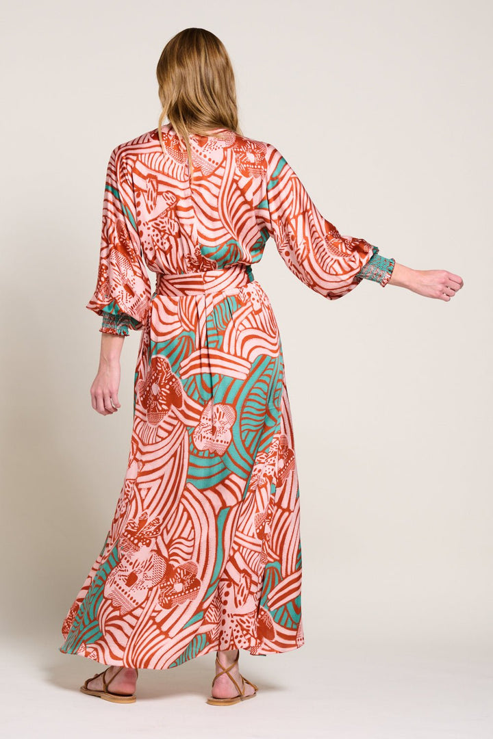 Brick Japonism long dress – Long Dress Kristen by Poupette St Barth, view 3