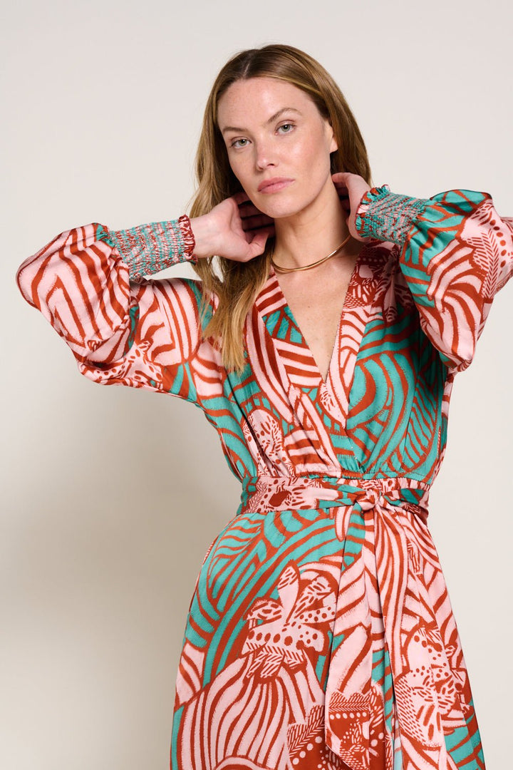 Brick Japonism long dress – Long Dress Kristen by Poupette St Barth, view 4