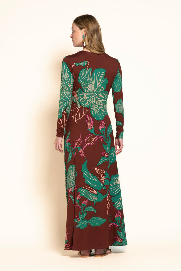 Brown Hibiscus long dress – Long Dress Bossa by Poupette St Barth, view 4
