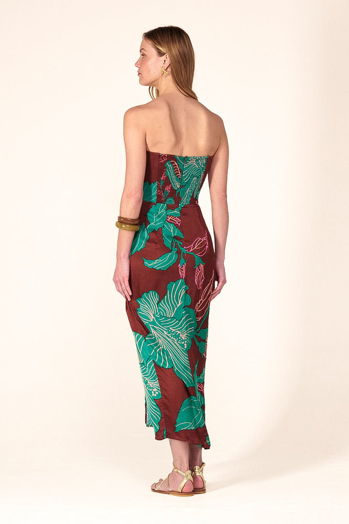 Brown Hibiscus long dress – Long Dress Collina by Poupette St Barth, view 4