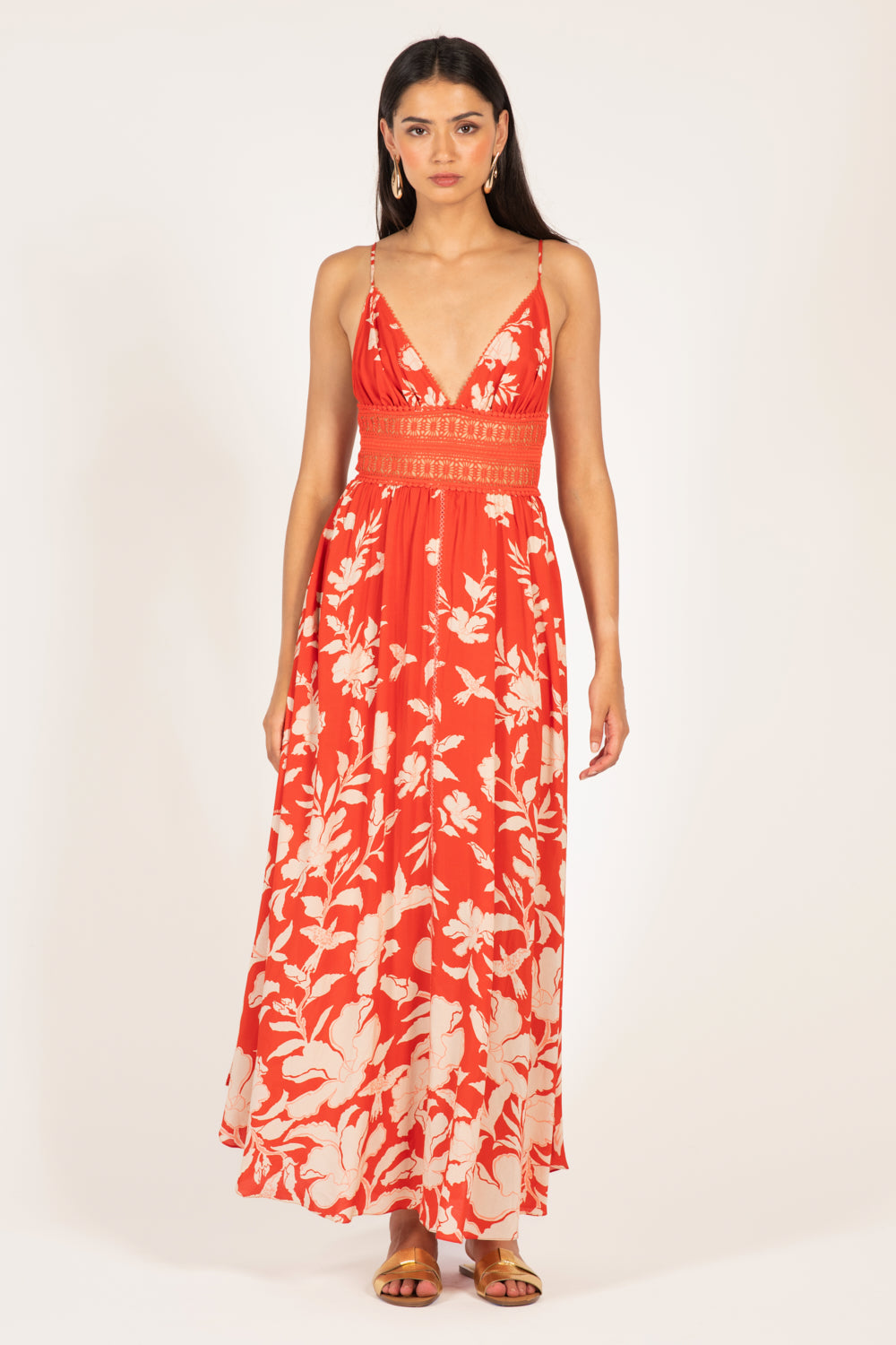 Coral Palm Beach long dress – Long Dress Havana by Poupette St Barth, front view