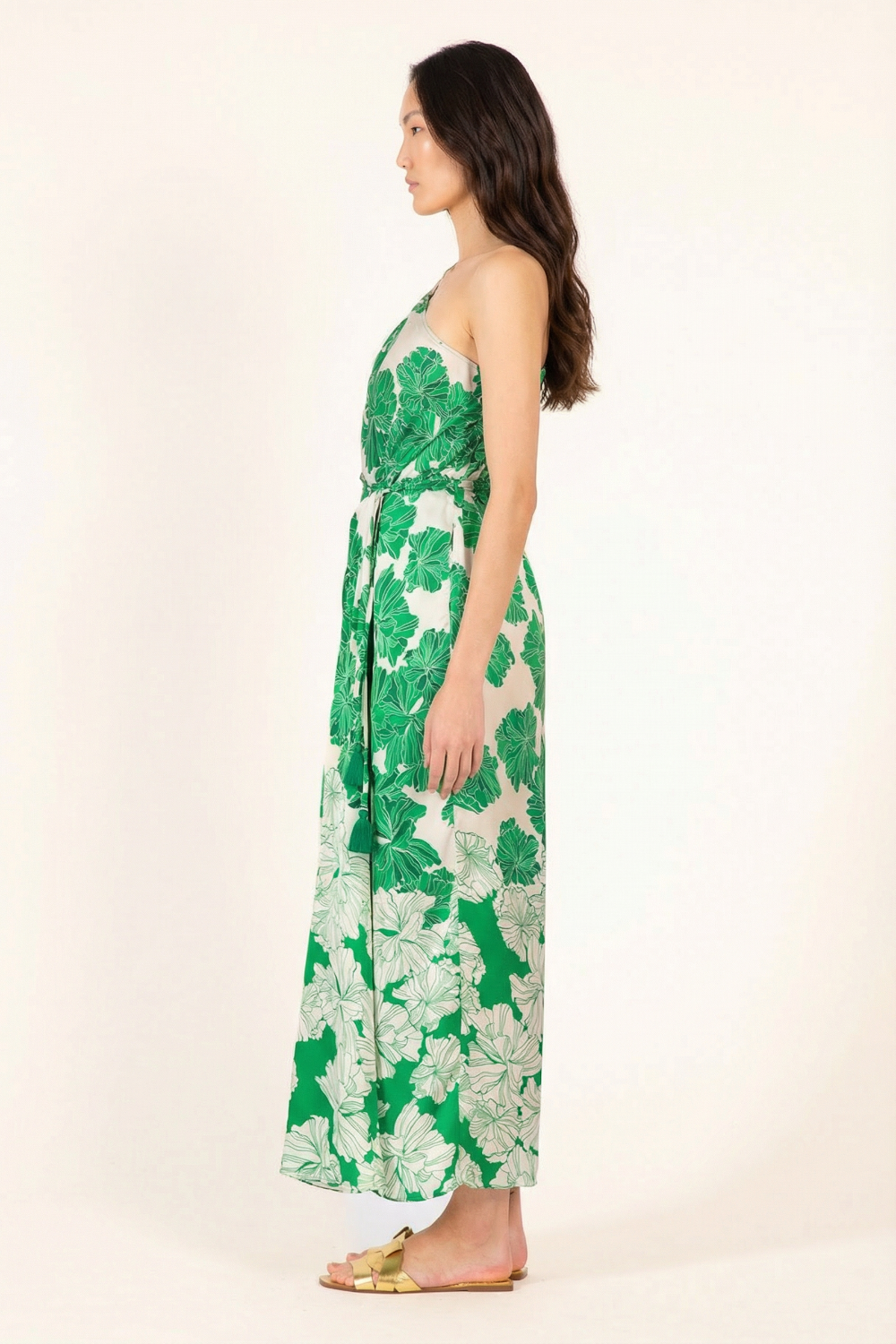 Green Flower Bunch long dress – Long Dress Fanny by Poupette St Barth, side view