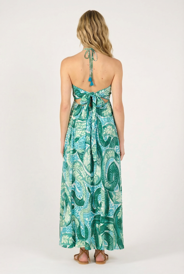 Green Holy Snake long dress – Long Dress Carla by Poupette St Barth, view 3