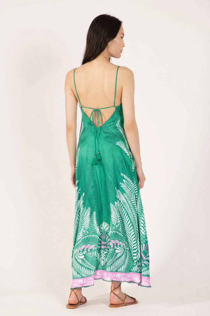 Green Oolong long dress – Long Dress Denise by Poupette St Barth, view 4