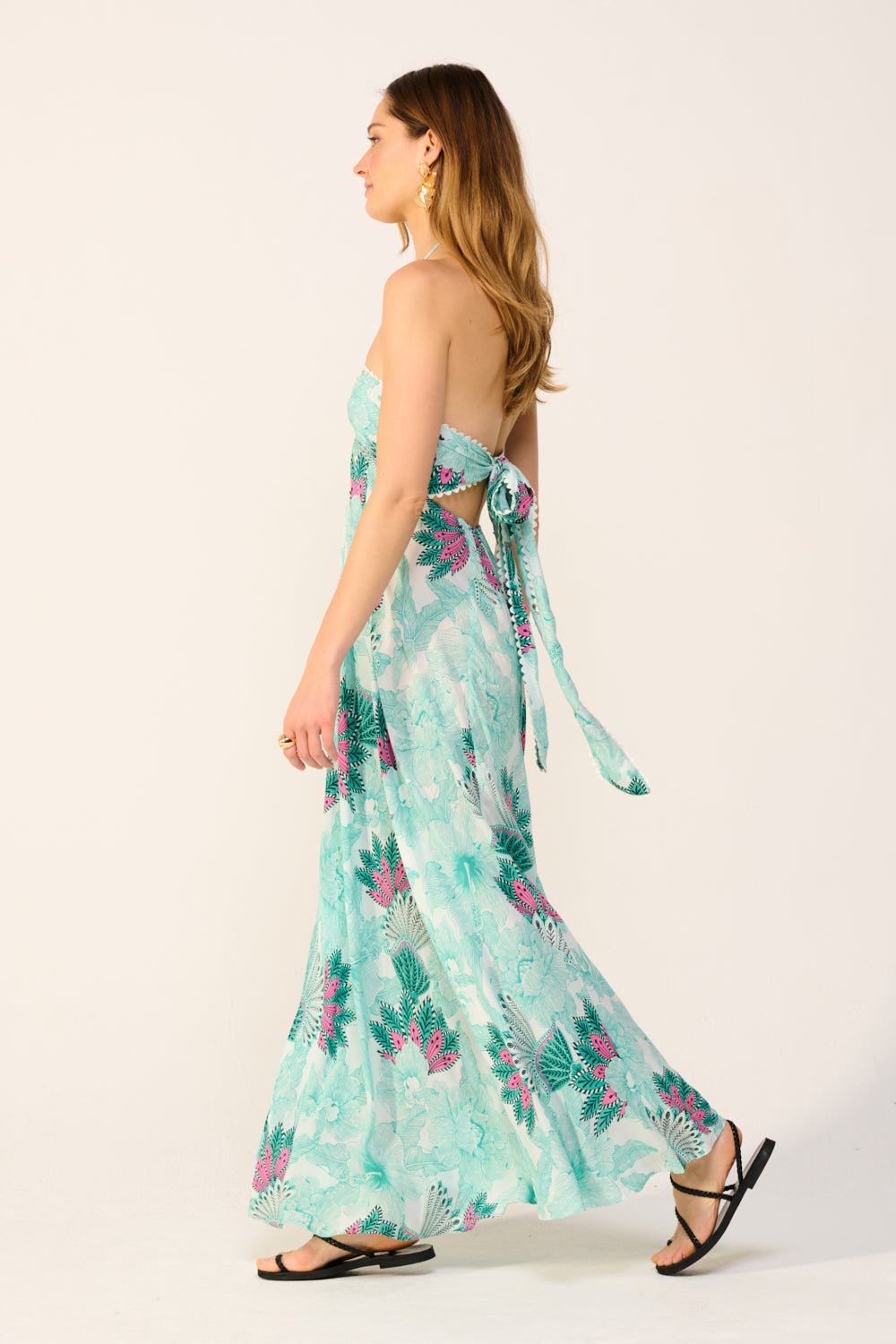 Green Padang long dress – Long Dress Carla by Poupette St Barth, view 2