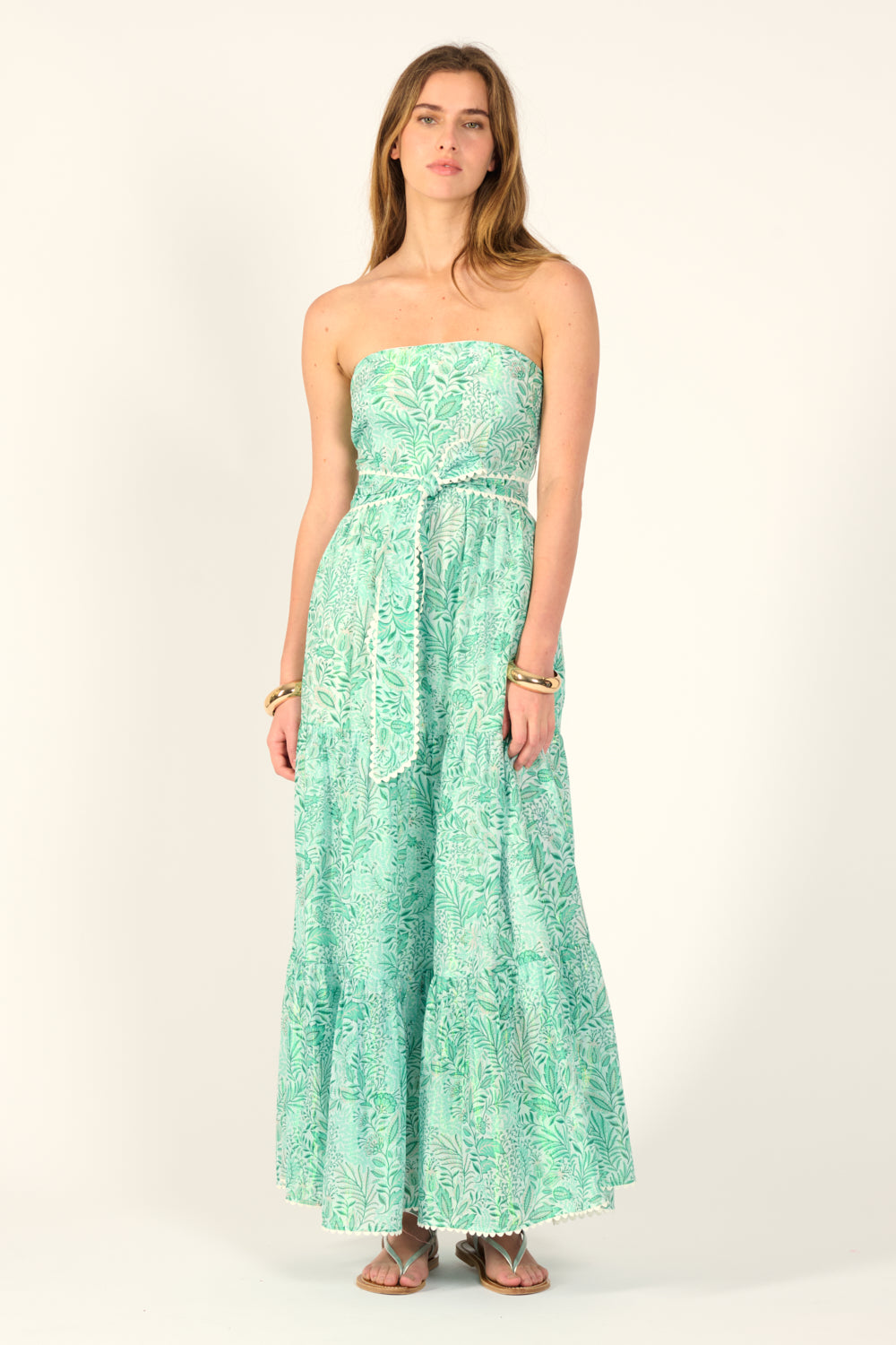 Green Palmarosa long dress – Long Dress Thelma by Poupette St Barth, front view