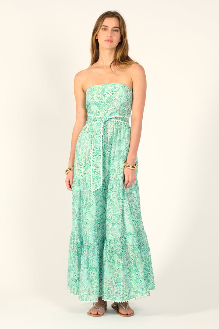 Green Palmarosa long dress – Long Dress Thelma by Poupette St Barth, front view