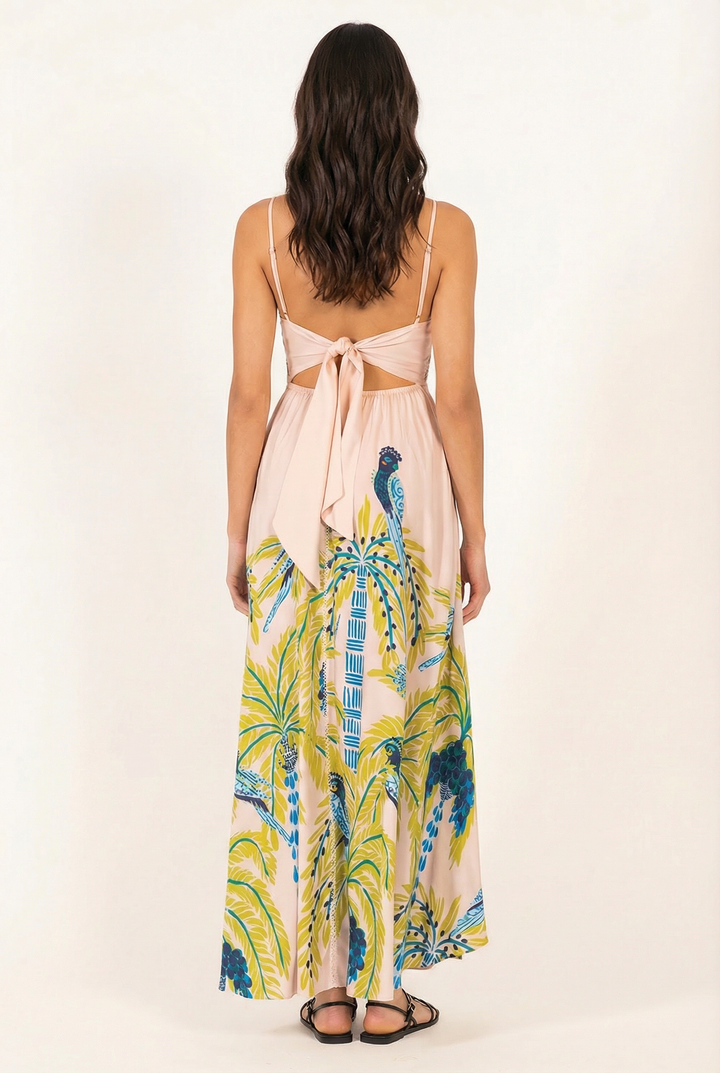 Green Palmrott long dress – Long Dress Havana by Poupette St Barth, view 4