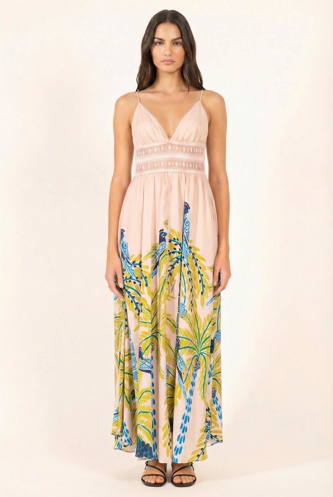 Green Palmrott long dress – Long Dress Havana by Poupette St Barth, front view