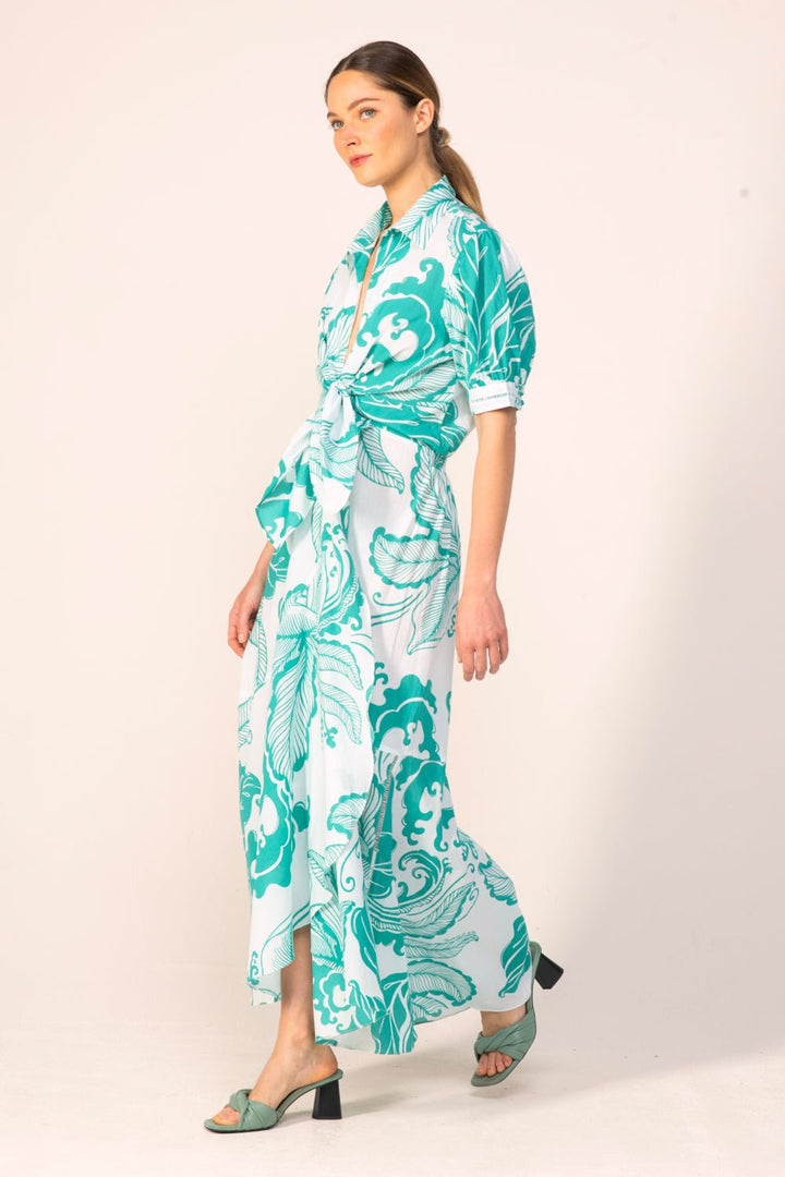 Green Reef Wave long dress – Long Dress Eren by Poupette St Barth, view 4