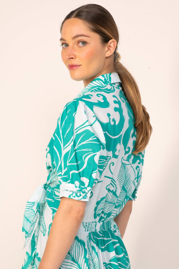 Green Reef Wave long dress – Long Dress Eren by Poupette St Barth, view 3